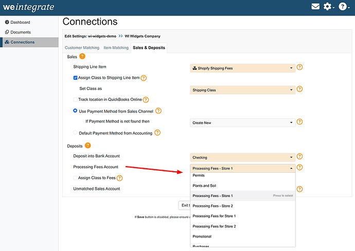 Shopify Payout to QBO Deposit - Processing Fees Account mapping