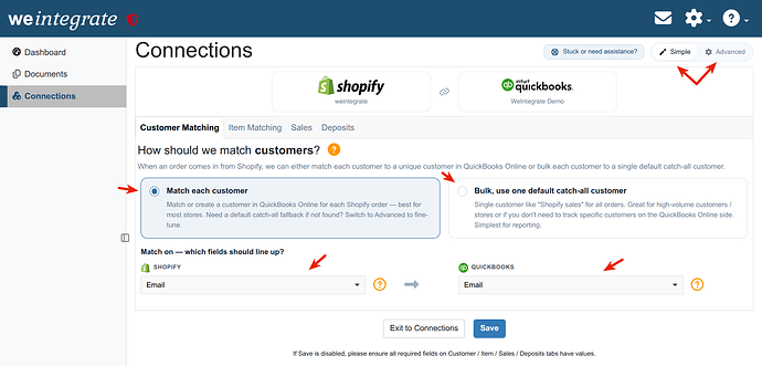 Shopify to QuickBooks Online - Customer Matching - Simple - Match each customer