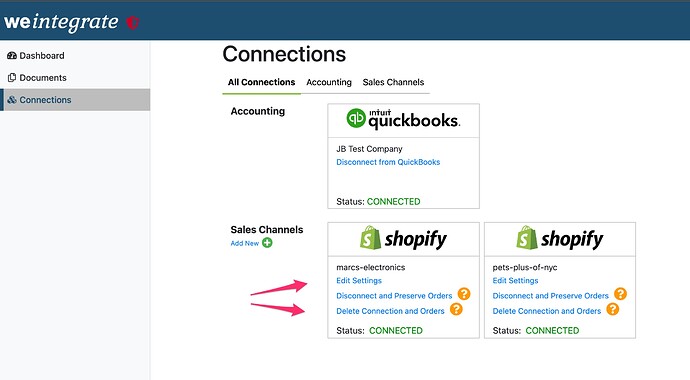 weintegrate-shopify-connections