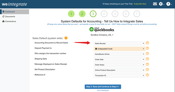 Sales Defaults - Sales Receipt